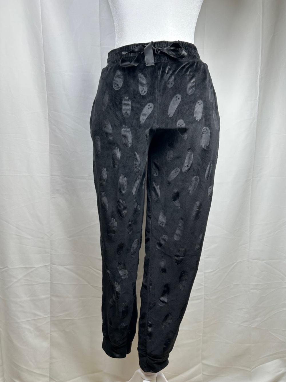 Jaclyn Intimates Black Velor Ghost Luxe Soft Lounge Joggers Women’s Medium